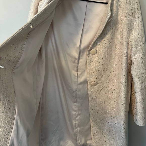 Kate Spade Tweed Blush Coat with Sequins and Bow Neck - Picture 8 of 11